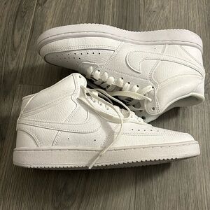 nike mid rise white sneakers, woman’s size 6, never worn